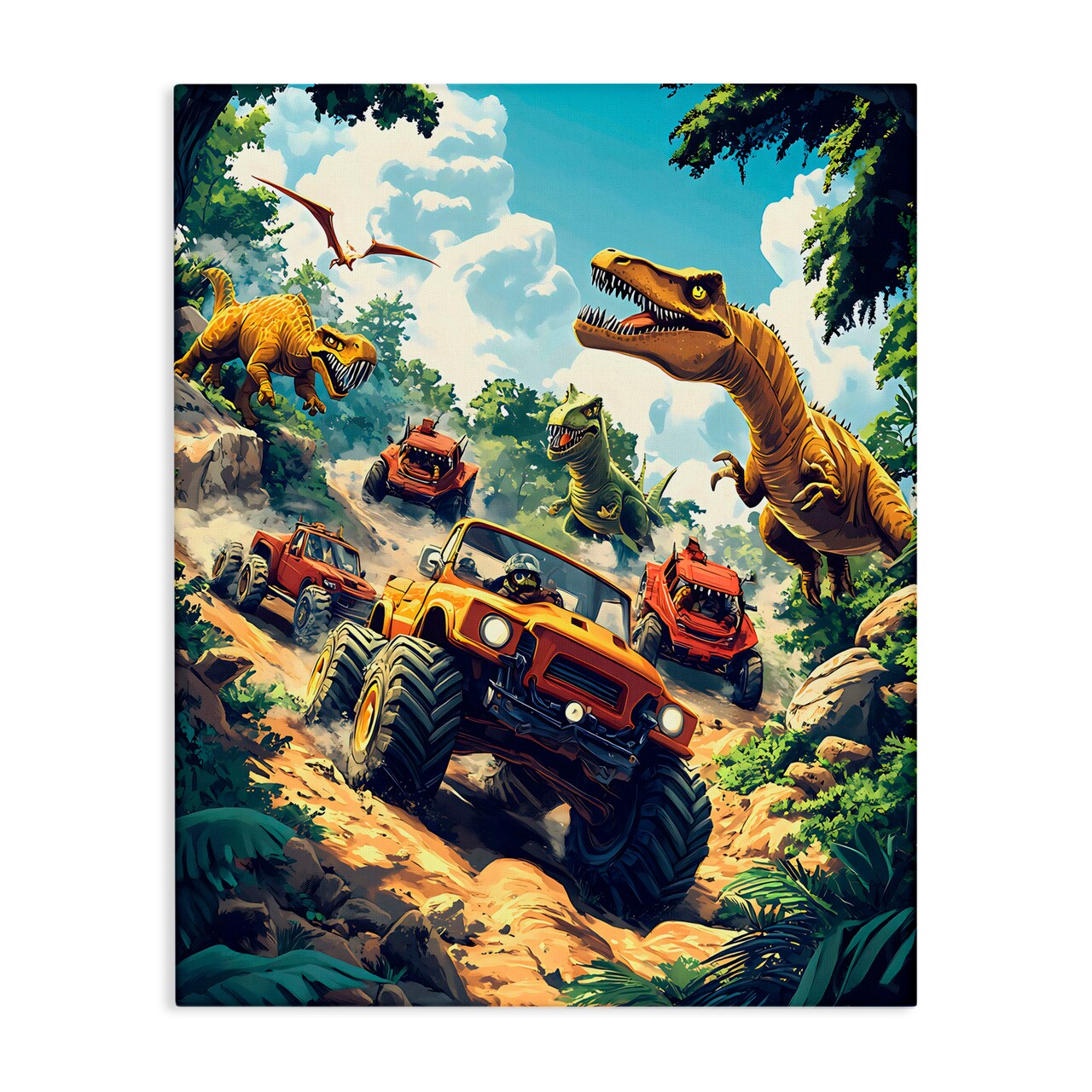 Stupell Industries Dinosaur & Monster Truck Adventure Canvas Wall Art, design by Creative Studio